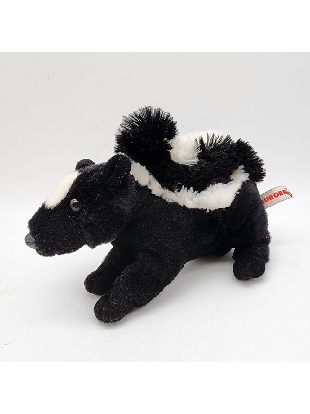 Aurora Skunk Plush Stuffed Animal 8" Black White Realistic Flopsie Beanie 2010